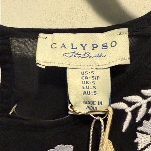 Calypso St. Barth Black & White Embroidered Cotton Boho Blouse NWT SZ Small - Picture 3 of 11